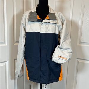 🔥 VTG Burton Navy and Orange Tactic Ski Snowboard Winter Colorblock Jacket LG